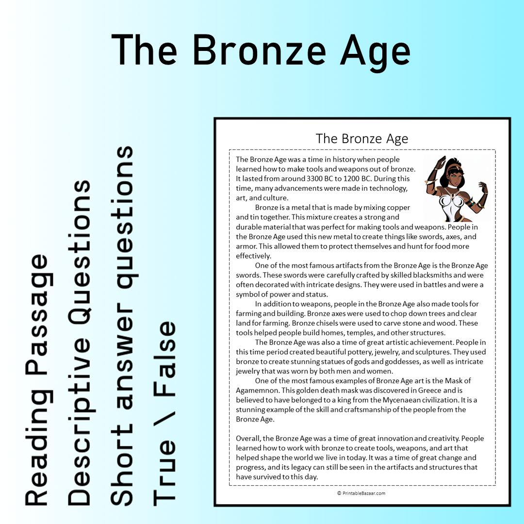 The Bronze Age | Reading Comprehension Passage Printable Worksheet