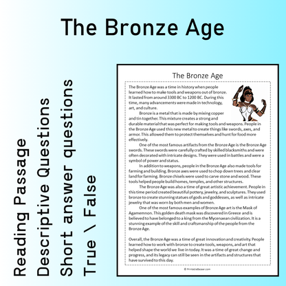 The Bronze Age | Reading Comprehension Passage Printable Worksheet