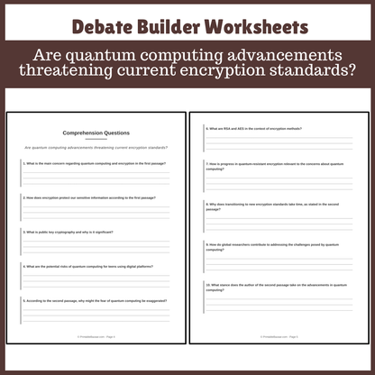 Are quantum computing advancements threatening current encryption standards? | Favour and Against Worksheet Printable Activity