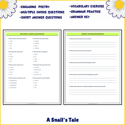 A Snail's Tale | Poem Grammar Worksheet Printable Activity