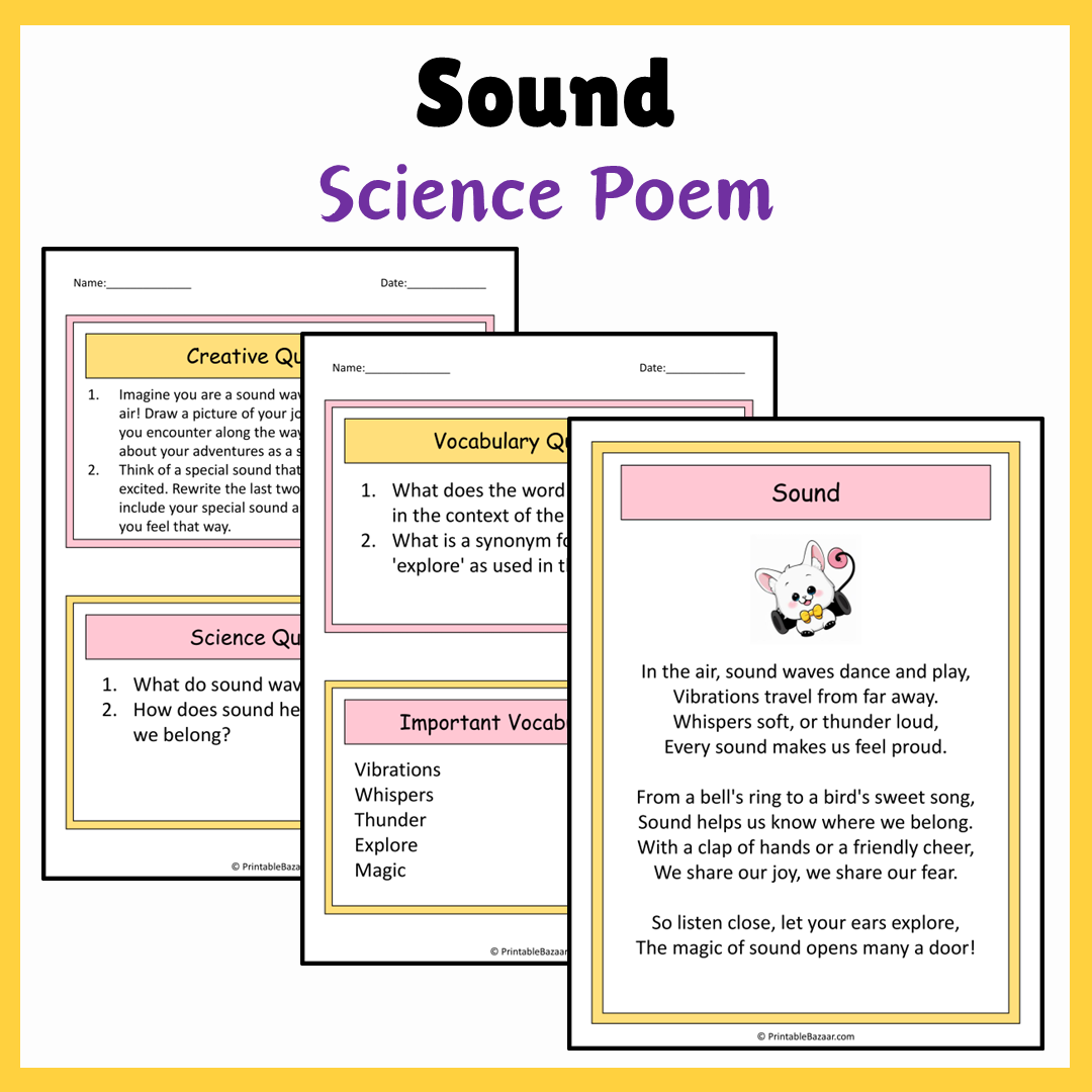 Sound | Science Poem Reading Comprehension Activity