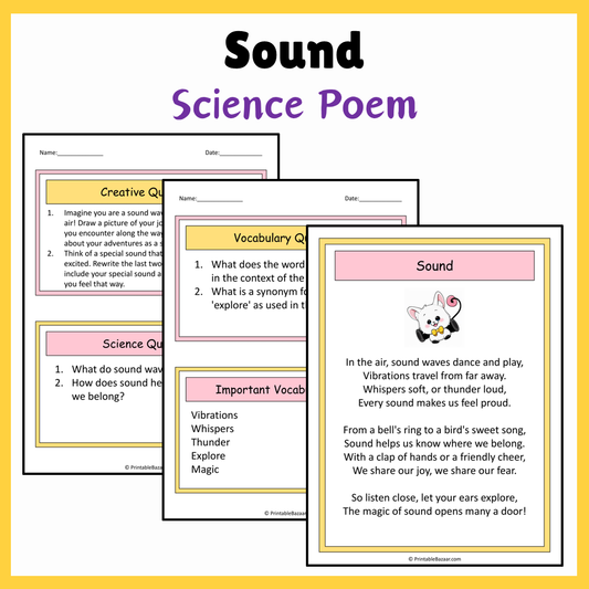 Sound | Science Poem Reading Comprehension Activity