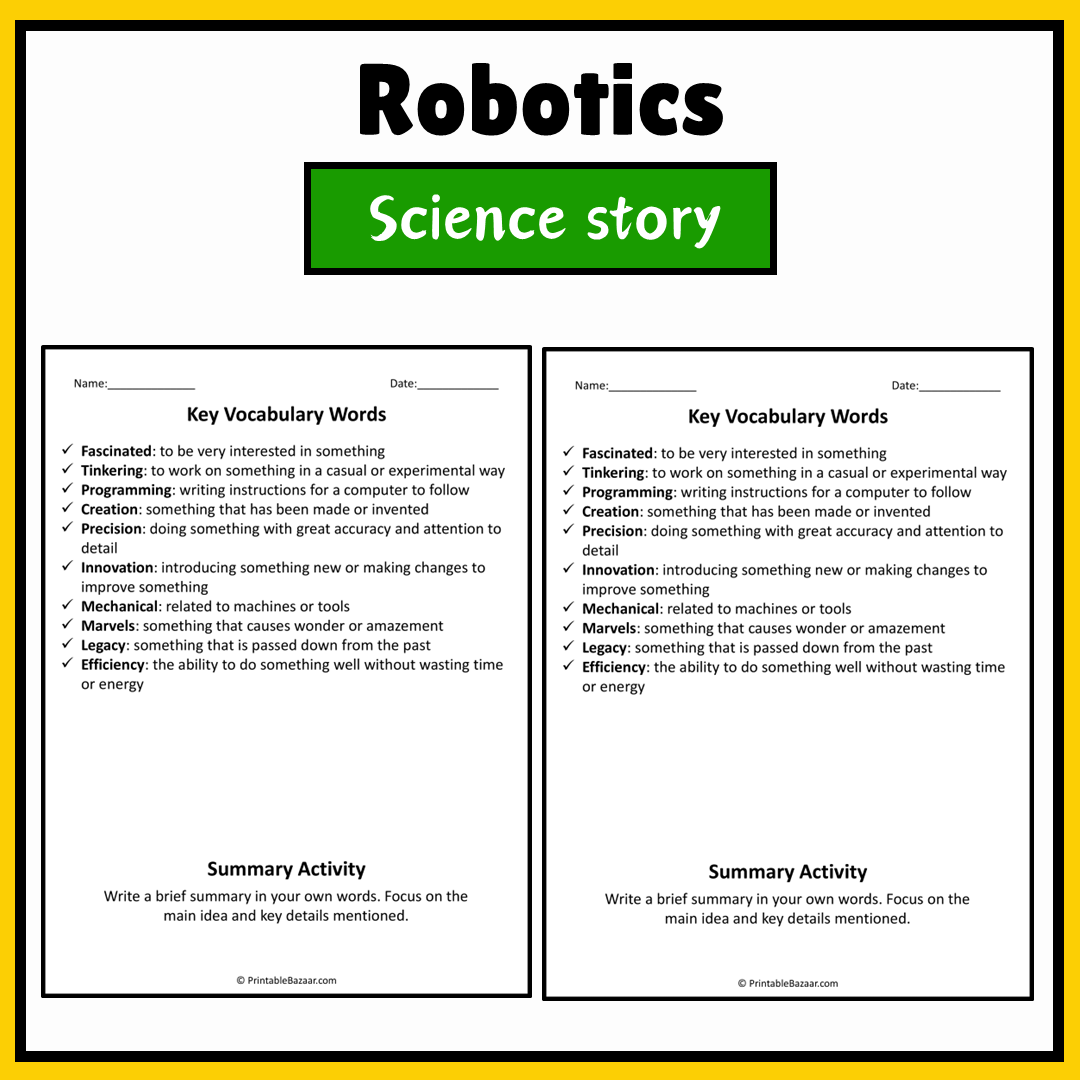 Robotics | Science Story Reading Comprehension Activity