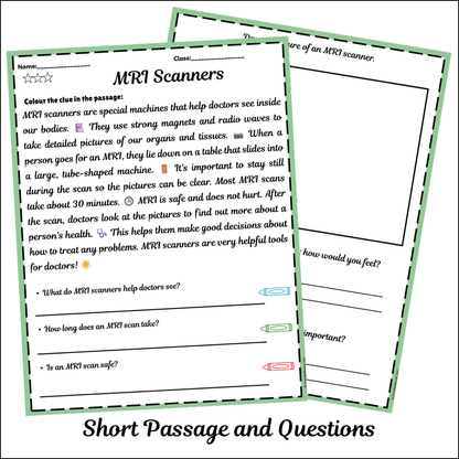 MRI Scanners | Short Reading Comprehension Creative Worksheet