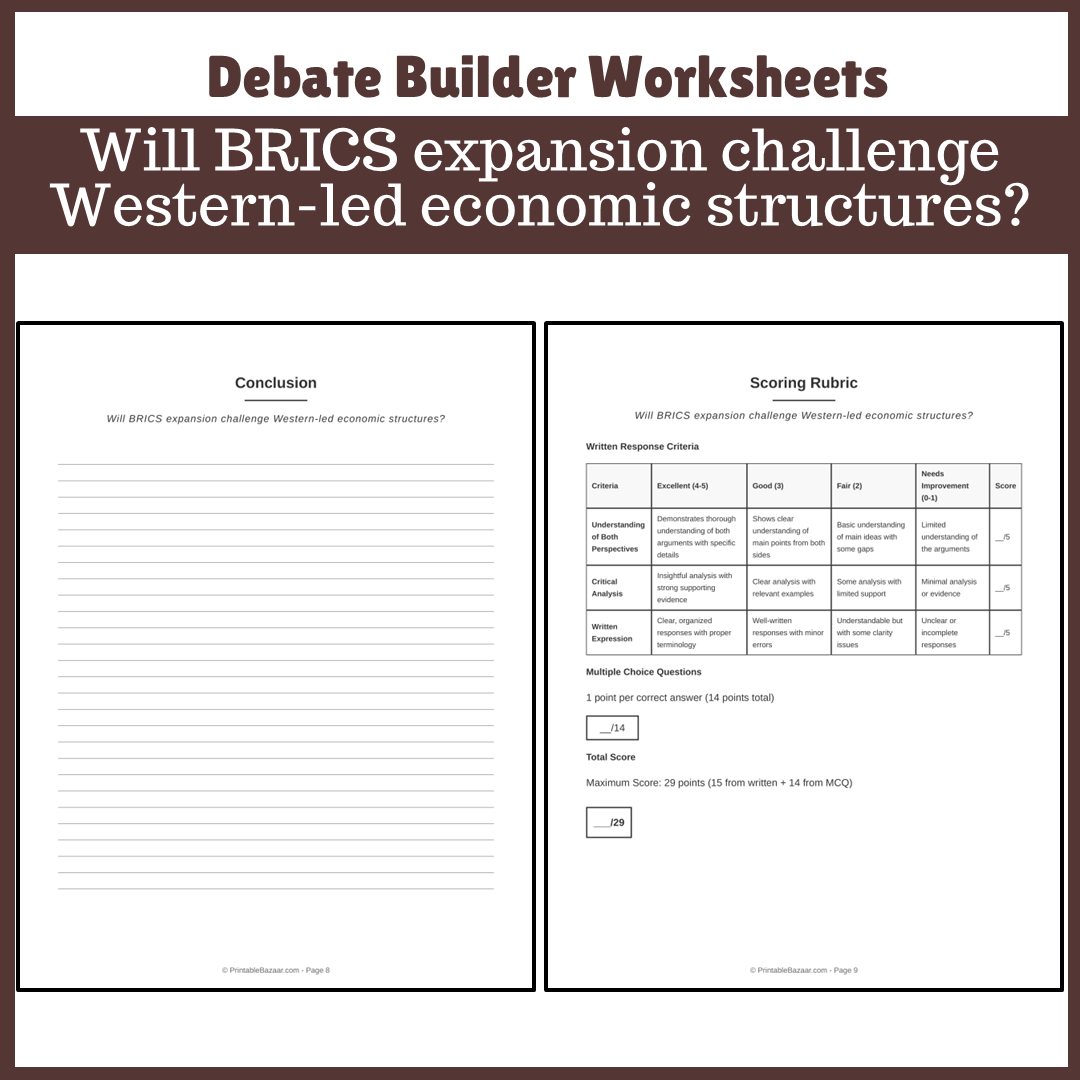 Will BRICS expansion challenge Western-led economic structures? | Favour and Against Worksheet Printable Activity