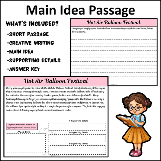 Hot Air Balloon Festival | Main Idea and Supporting Details Reading Passage and Questions