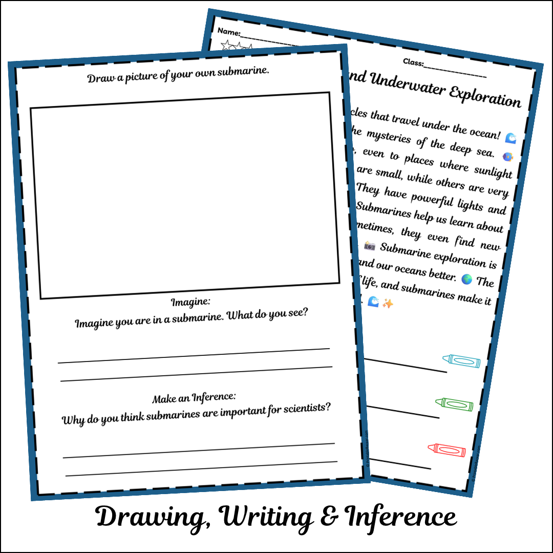 Submarines and Underwater Exploration | Short Reading Comprehension Creative Worksheet