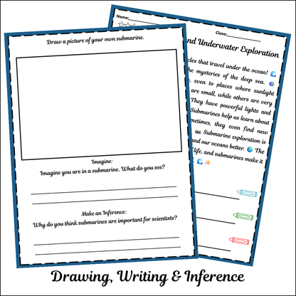 Submarines and Underwater Exploration | Short Reading Comprehension Creative Worksheet