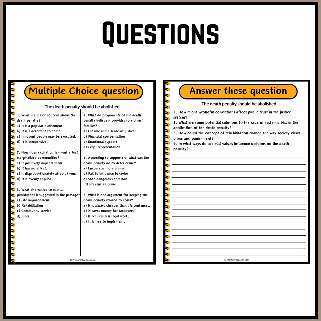 The death penalty should be abolished | Debate Case Study Worksheet