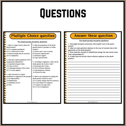 The death penalty should be abolished | Debate Case Study Worksheet