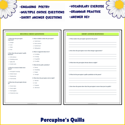 Porcupine's Quills | Poem Grammar Worksheet Printable Activity