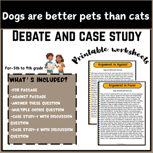 Dogs are better pets than cats | Debate Case Study Worksheet