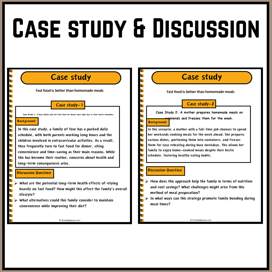 Fast food is better than homemade meals | Debate Case Study Worksheet