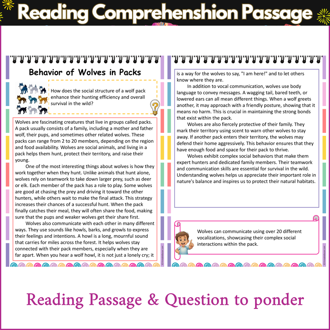 Behavior of Wolves in Packs | Reading Comprehension Passage and Questions