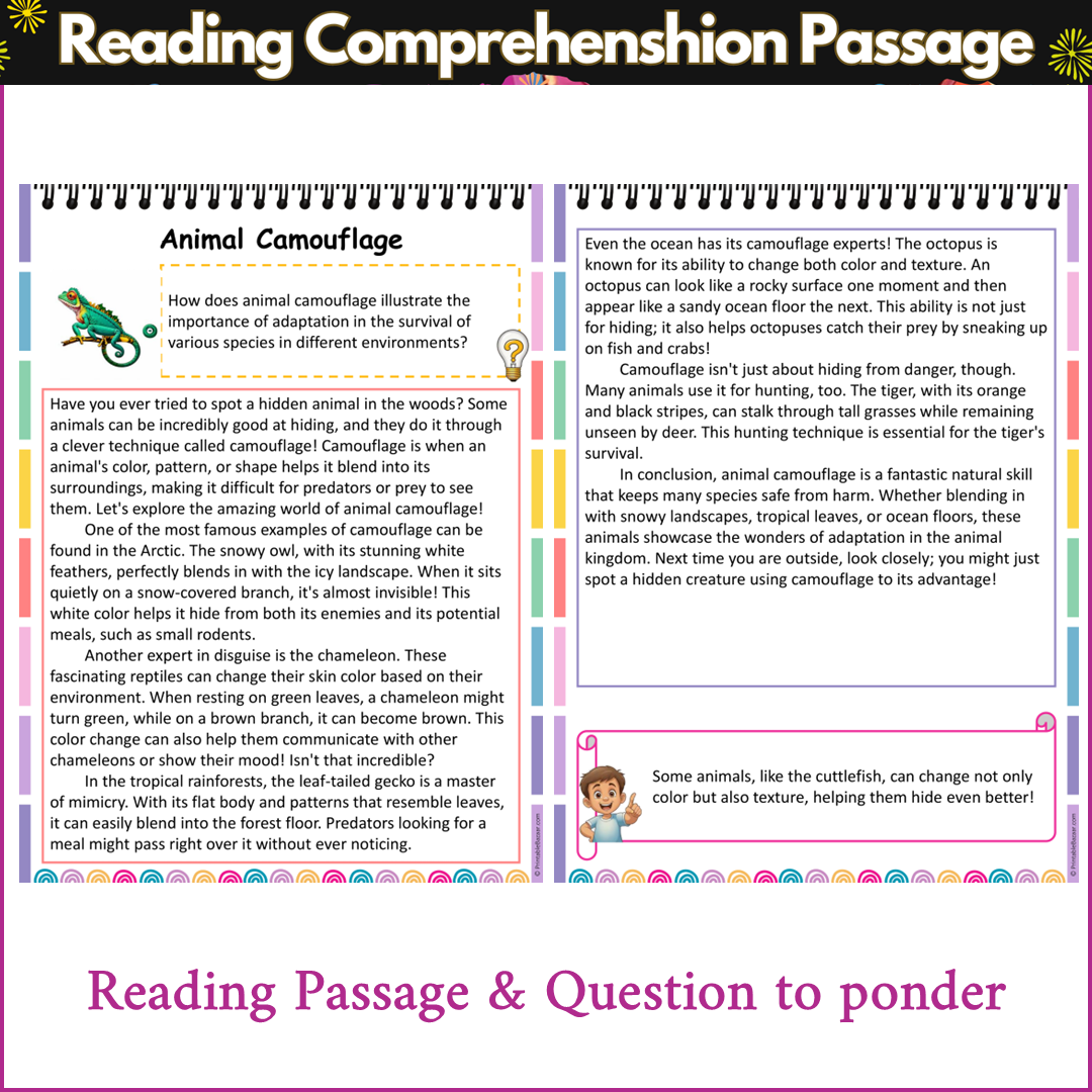 Animal Camouflage | Reading Comprehension Passage and Questions