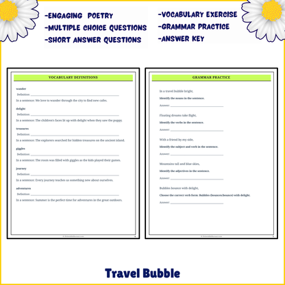 Travel Bubble | Poem Grammar Worksheet Printable Activity