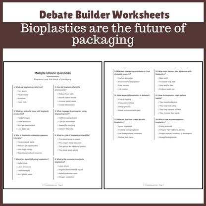 Bioplastics are the future of packaging | Favour and Against Worksheet Printable Activity