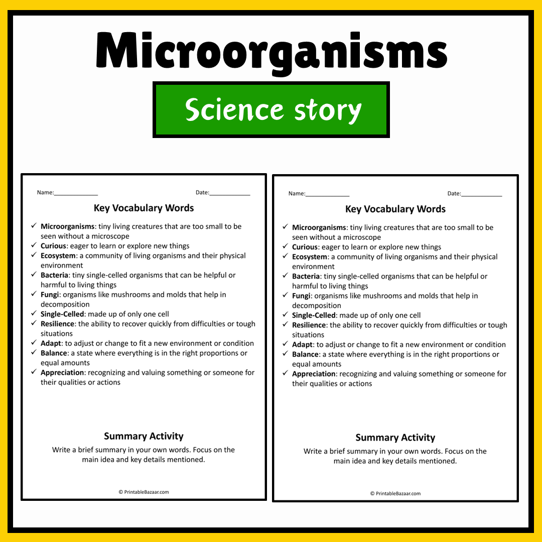 Microorganisms | Science Story Reading Comprehension Activity