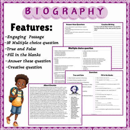 Albert Einstein | Biography Reading Comprehension and Questions Worksheet