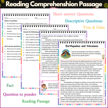 Earthquakes and Volcanoes | Reading Comprehension Passage and Questions