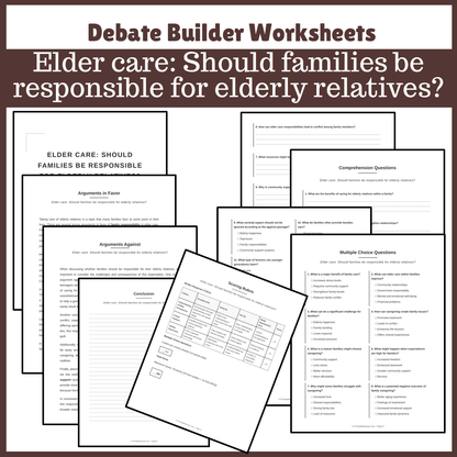 Elder care: Should families be responsible for elderly relatives? | Favour and Against Worksheet Printable Activity