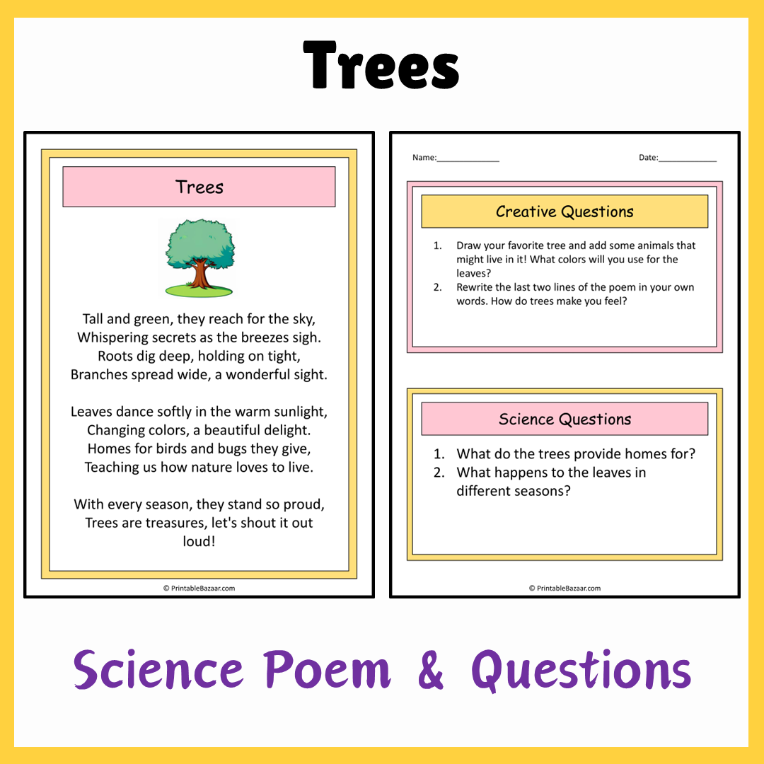 Trees | Science Poem Reading Comprehension Activity