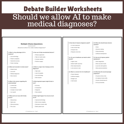 Should we allow AI to make medical diagnoses? | Favour and Against Worksheet Printable Activity