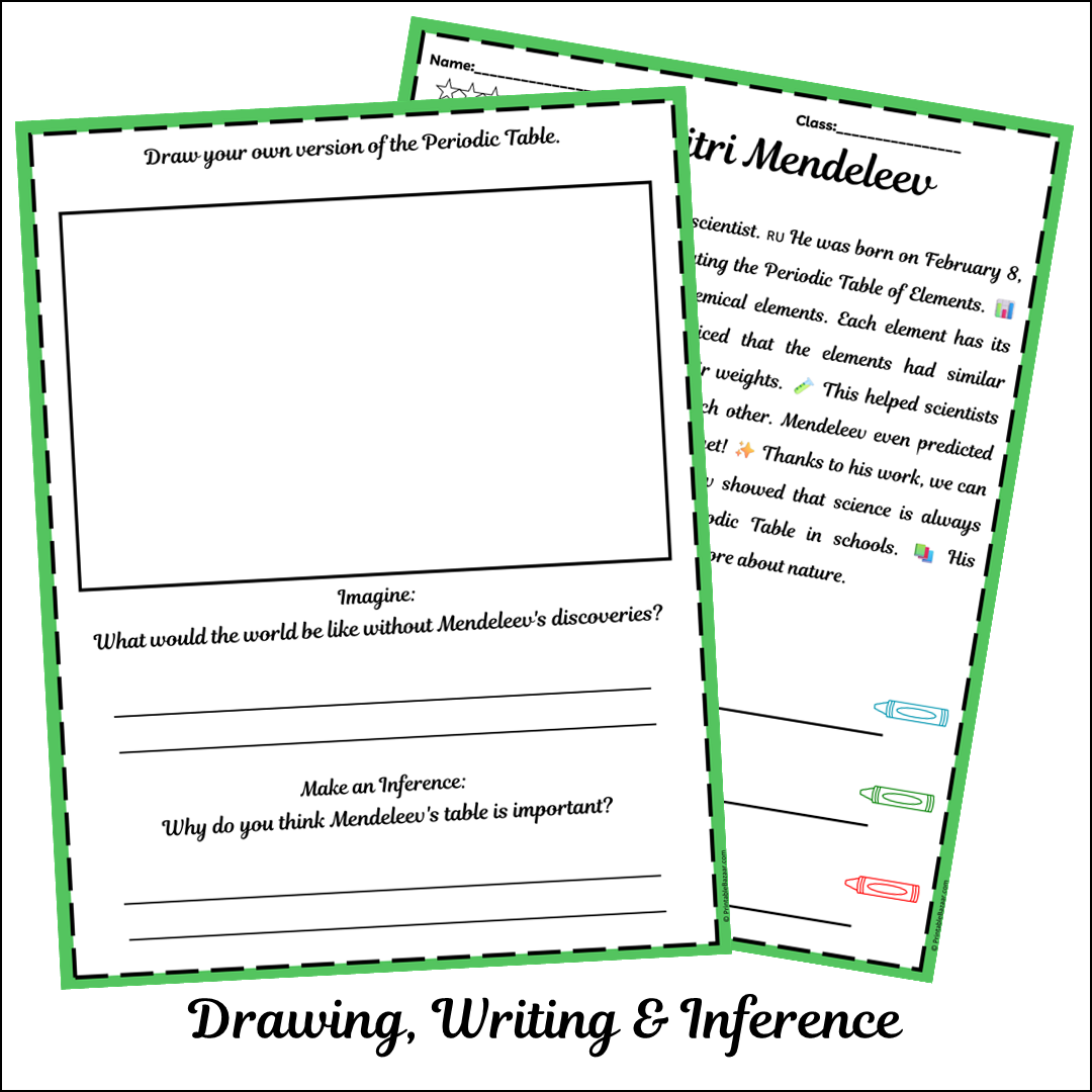 Dmitri Mendeleev | Short Reading Comprehension Creative Worksheet
