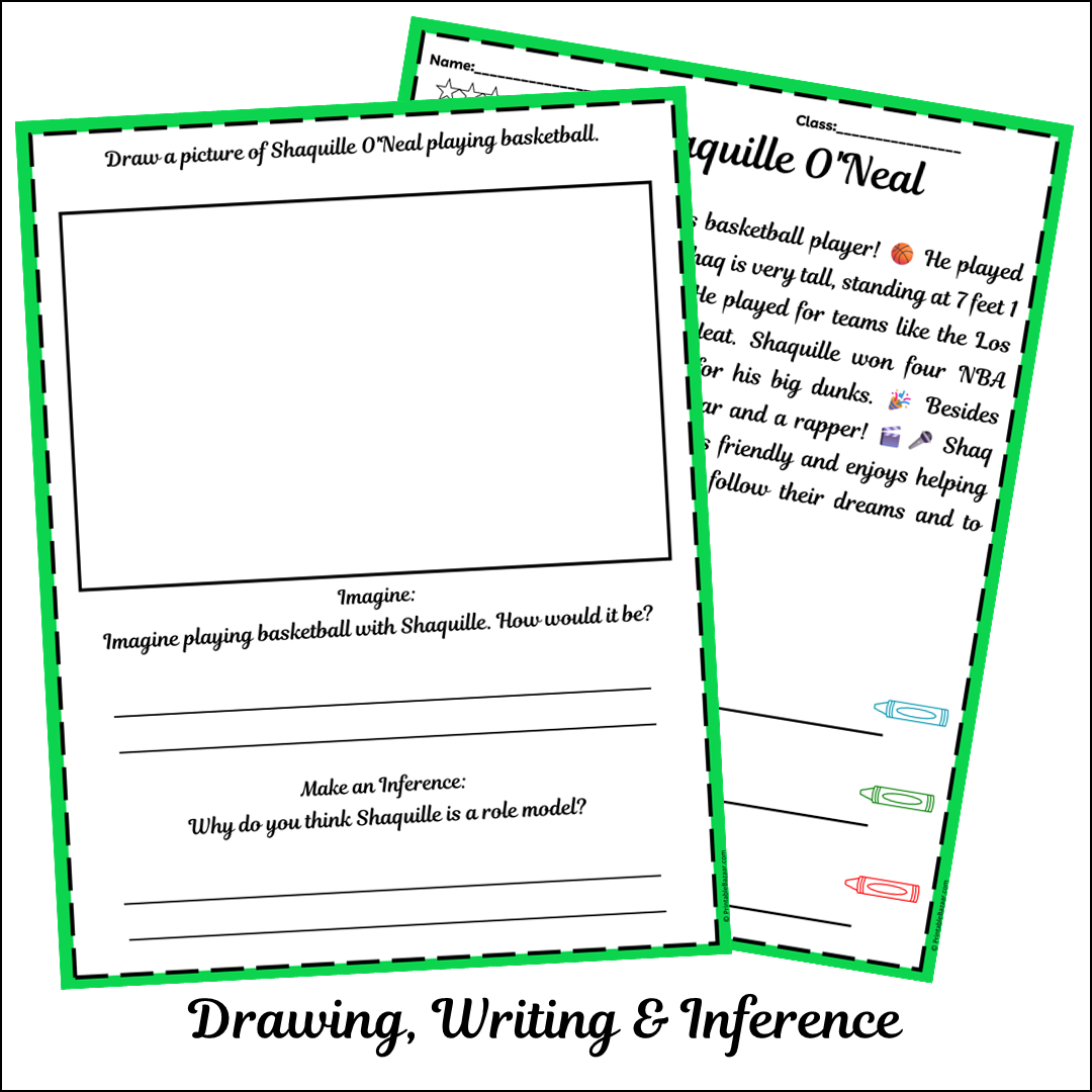 Shaquille O'Neal | Short Reading Comprehension Creative Worksheet