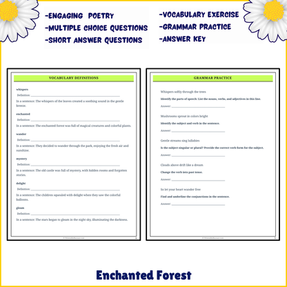 Enchanted Forest | Poem Grammar Worksheet Printable Activity