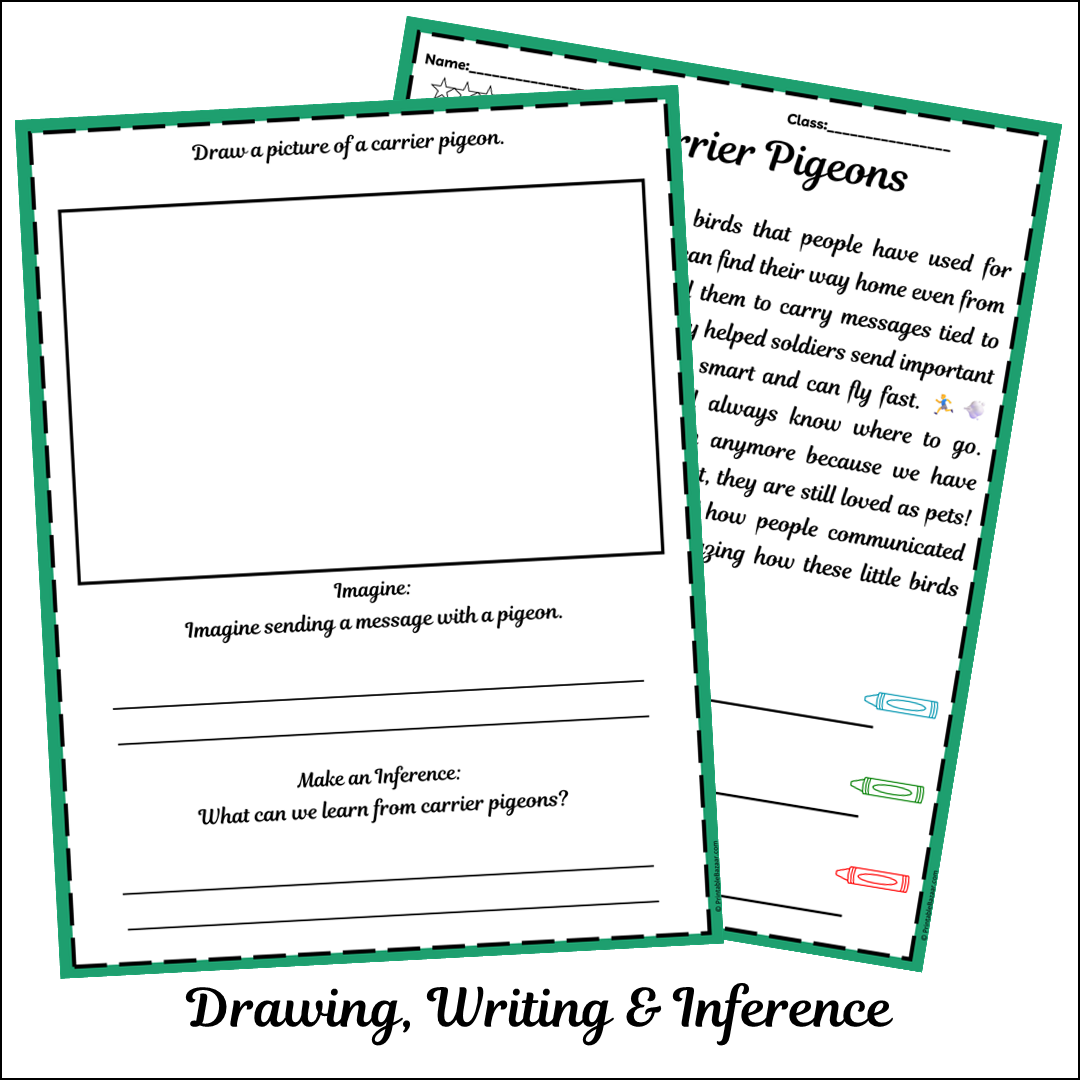 Carrier Pigeons | Short Reading Comprehension Creative Worksheet