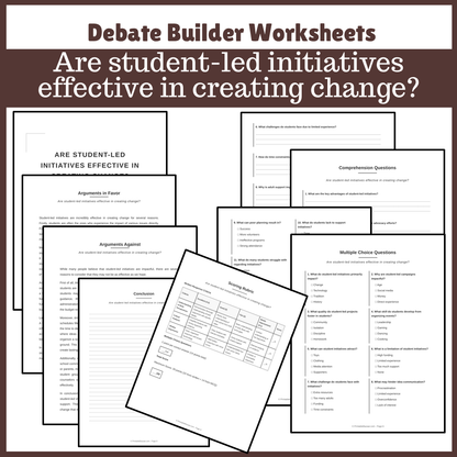 Are student-led initiatives effective in creating change? | Favour and Against Worksheet Printable Activity