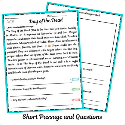Day of the Dead | Short Reading Comprehension Creative Worksheet