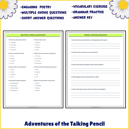 Adventures of the Talking Pencil | Poem Grammar Worksheet Printable Activity