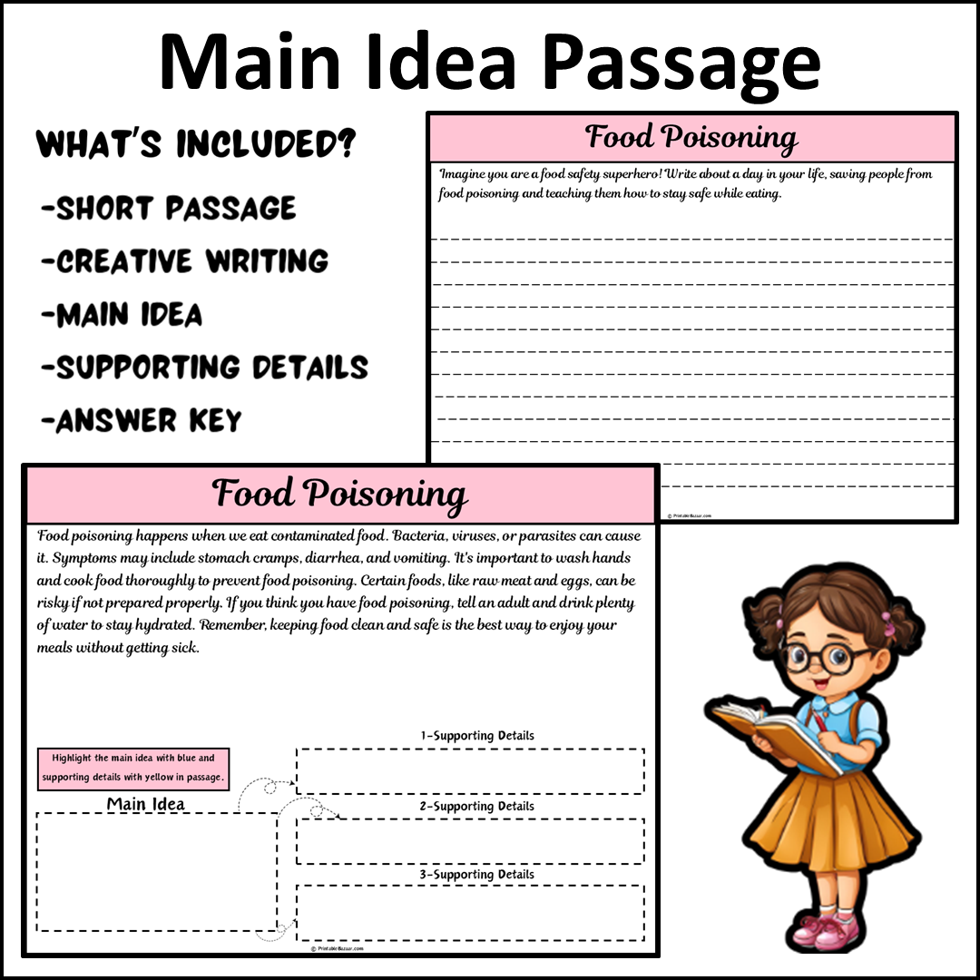 Food Poisoning | Main Idea and Supporting Details Reading Passage and Questions