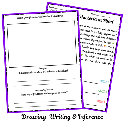 Role of Bacteria in Food | Short Reading Comprehension Creative Worksheet