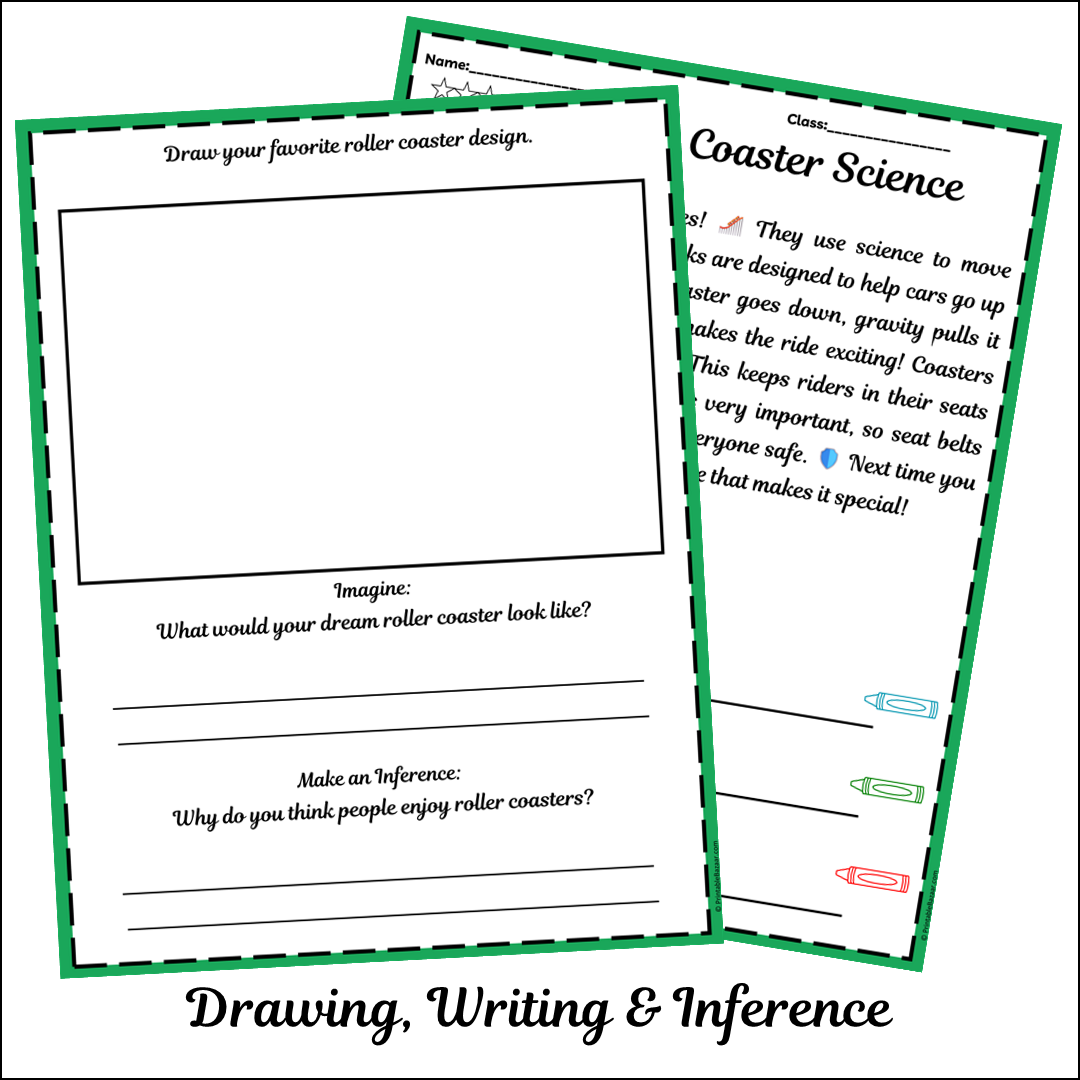 Roller Coaster Science | Short Reading Comprehension Creative Worksheet