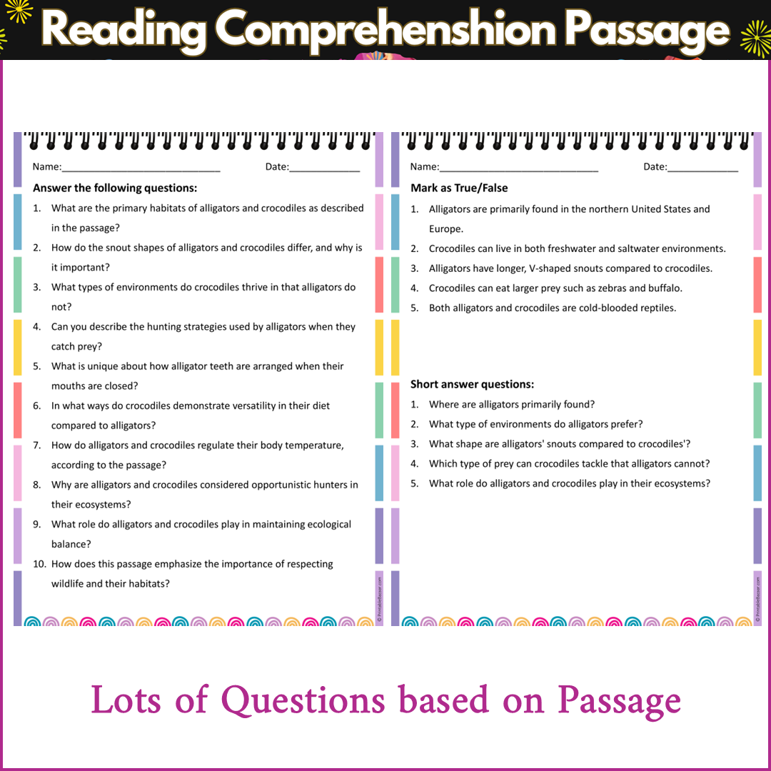 Alligators and Crocodiles | Reading Comprehension Passage and Questions