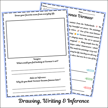 Johannes Vermeer | Short Reading Comprehension Creative Worksheet