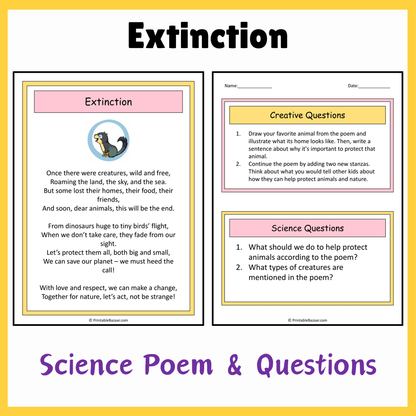 Extinction | Science Poem Reading Comprehension Activity