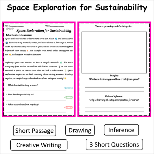 Space Exploration for Sustainability | Short Reading Comprehension Creative Worksheet