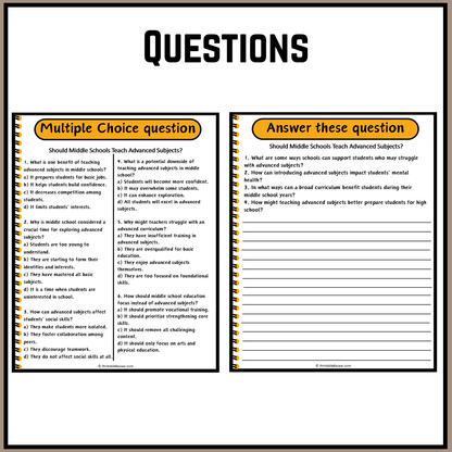 Should Middle Schools Teach Advanced Subjects? | Debate Case Study Worksheet