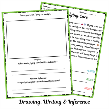 Flying Cars | Short Reading Comprehension Creative Worksheet