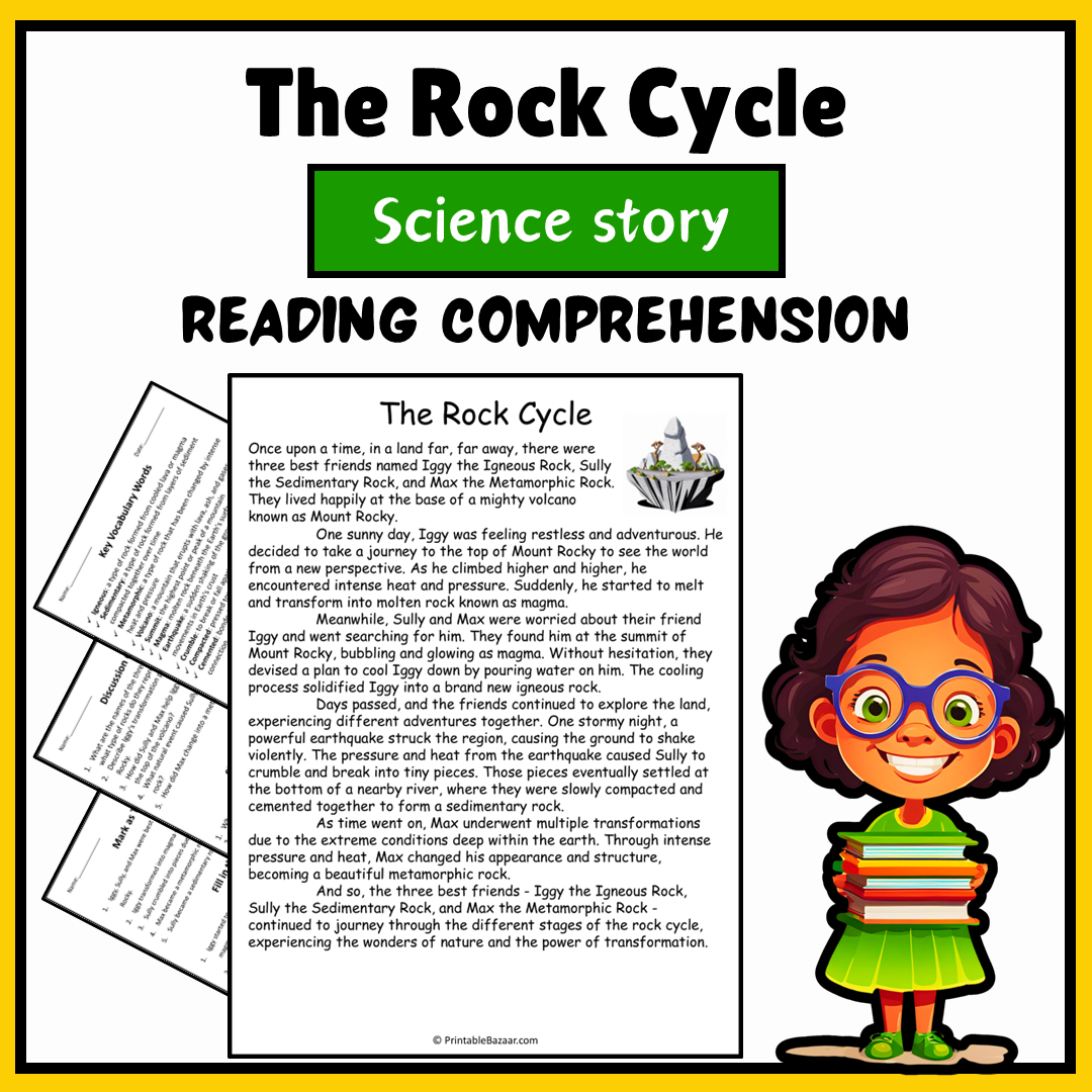 The Rock Cycle | Science Story Reading Comprehension Activity