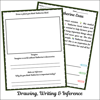 Katherine Esau | Short Reading Comprehension Creative Worksheet