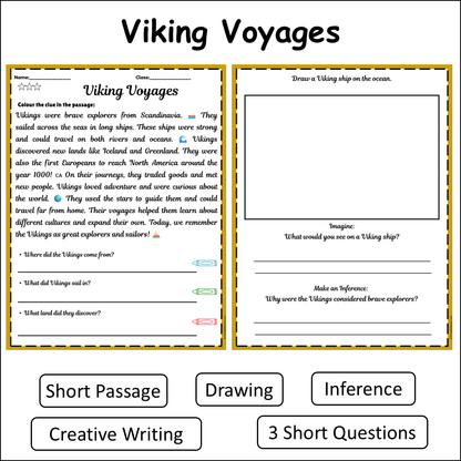 Viking Voyages | Short Reading Comprehension Creative Worksheet