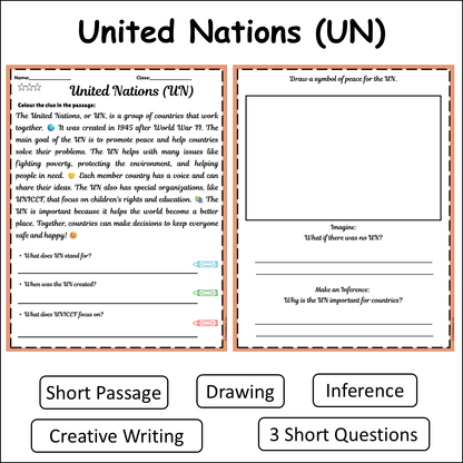 United Nations (UN) | Short Reading Comprehension Creative Worksheet