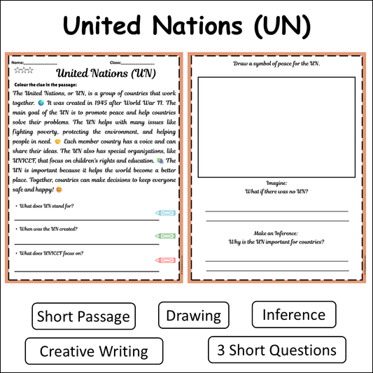 United Nations (UN) | Short Reading Comprehension Creative Worksheet