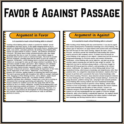 Is it essential to teach critical thinking skills in schools? | Debate Case Study Worksheet