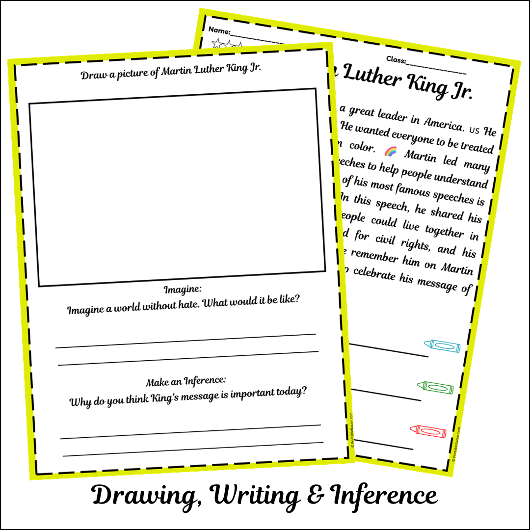 Martin Luther King Jr. | Short Reading Comprehension Creative Worksheet